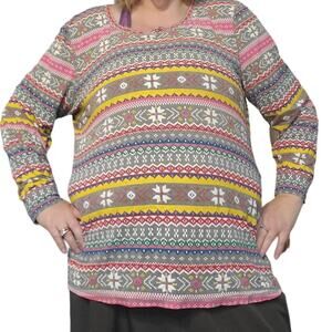 Torrid Size 3X FITTED Super Soft Crew Long Sleeve Sleep Pajama Top Fair Isle